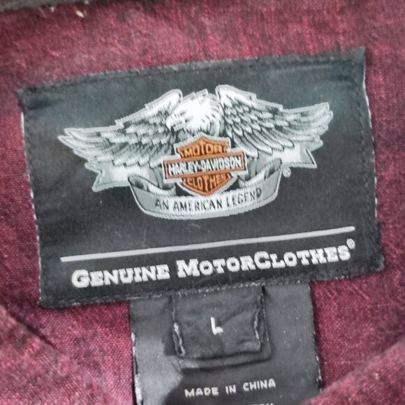 Harley-Davidson casual button down shirt men's L maroon embroidered brand name - Picture 7 of 15